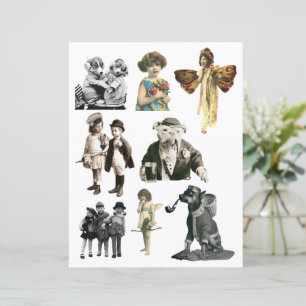 Vintage Kids & Hundar Fussy Cuts Skrapbos Papper