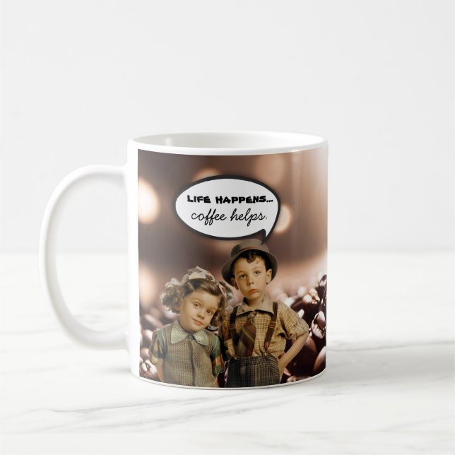 Vintage Kids Roligt Livet Händer  Kaffemugg (Vänster)