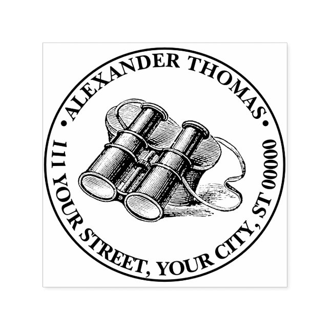 Vintage Kikare Teckning Självfärgande Stämpel (Design)