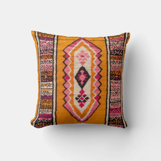 Vintage Kilim Cushion: Handgjorda Gulter Kudde (Framsida)