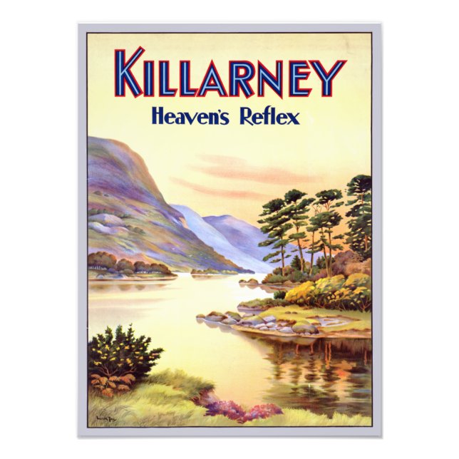 Vintage Killarney Ireland Heaven's Reflex Travel P Fototryck (Framsidan)