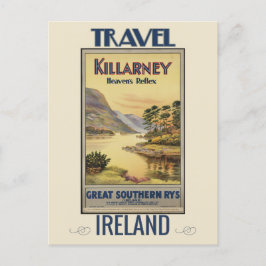 Vintage Killarney Irland Tåg Resa Vykort