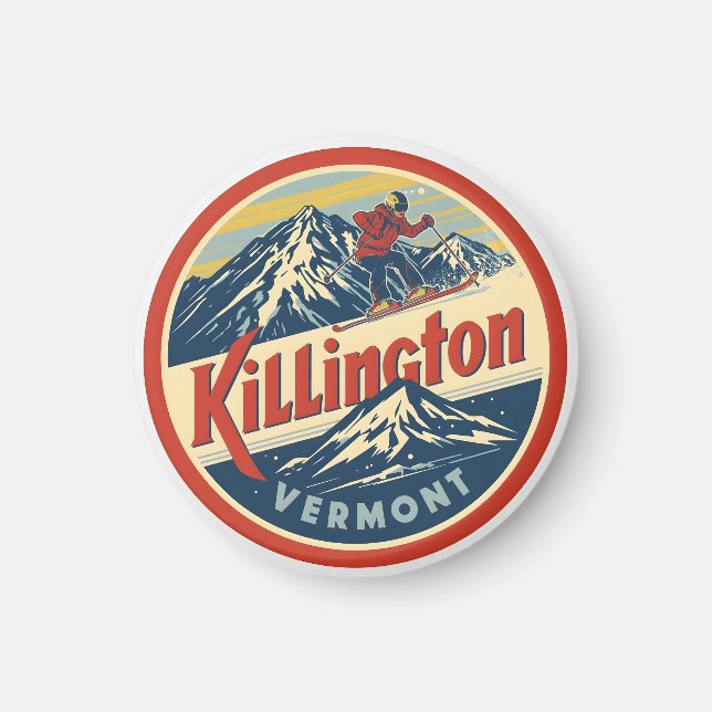 Vintage KILLINGTON Vermont skidort berg Magnet (Framsidan)