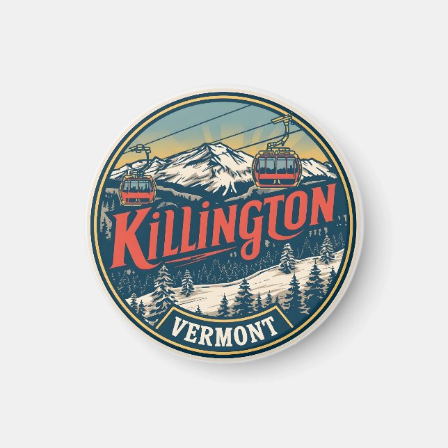 Vintage KILLINGTON Vermont skidort berg Magnet (Framsidan)