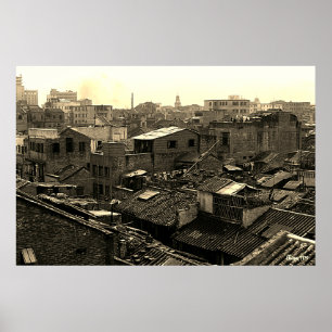 Vintage Kina Canton staden Poster