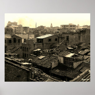 Vintage Kina Canton staden Poster