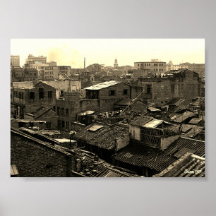 Vintage Kina Canton staden Poster