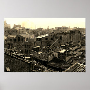Vintage Kina Canton staden Poster
