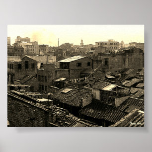 Vintage Kina Canton staden Poster