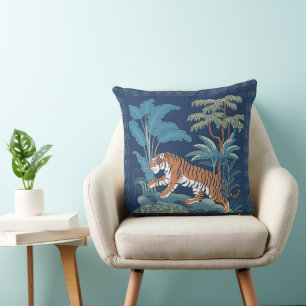 Vintage Kinesisk porslin Tiger Bedspread Kudde