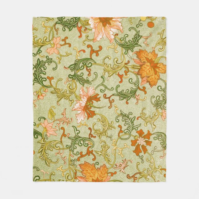 Vintage kinesisk prydnad Jones blommor Fleecefilt (Framsidan)