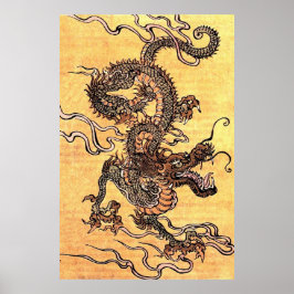 Vintage Kinesiska draken Poster