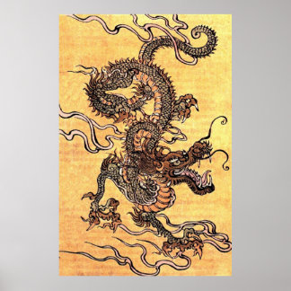 Vintage Kinesiska draken Poster