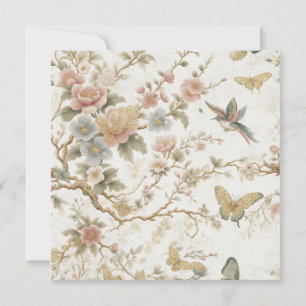 Vintage kinesiskt blomstermönster med kolibri