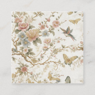 Vintage kinesiskt blomstermönster med kolibri tilläggskort