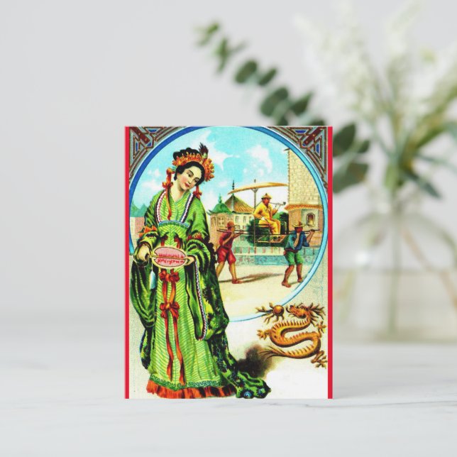 Vintage Kinesiskt nyår/drake Helg Vykort (Stående Fram)