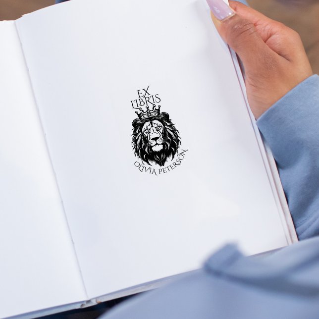Vintage King Lion Ex Libris Bibliotek Bok Stämpel (Skapare uppladdad)