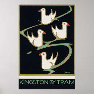 Vintage Kingston London Resemålning Kingston Poster