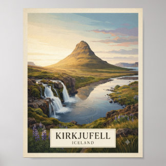 Vintage Kirkjufell Island resemappaffisch | Island Poster