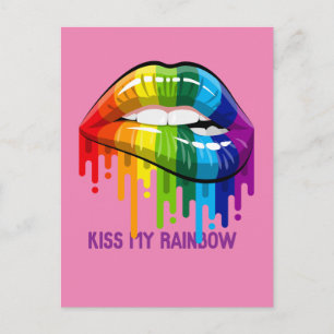 Vintage Kiss Mitt Rainbow Läppar vykort