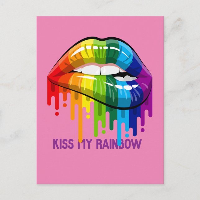 Vintage Kiss Mitt Rainbow Läppar vykort (Framsida)