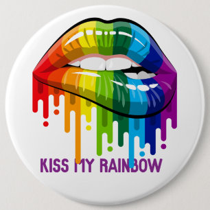 Vintage Kiss My Rainbow Läppar knapp