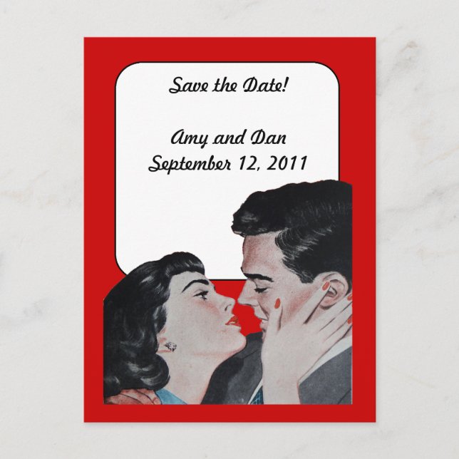 Vintage Kiss Spara datum Meddelande Vykort (Framsida)