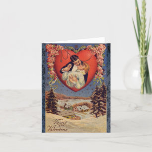 Vintage Kissing Couple Valentine Day Card Helgkort