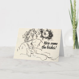 Vintage Kissing Cuties Lesbisk Bröllop Kort