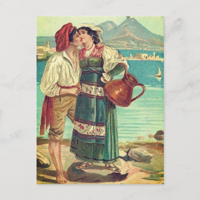 Vintage Kissing i Italien Vykort (Framsida)