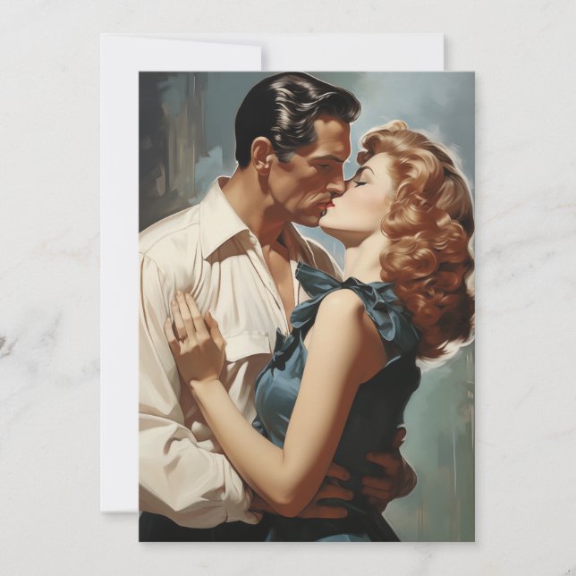 Vintage Kissing par Inbjudningar (Framsida)