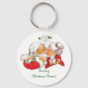 Vintage Kissing Santa Nyckelring