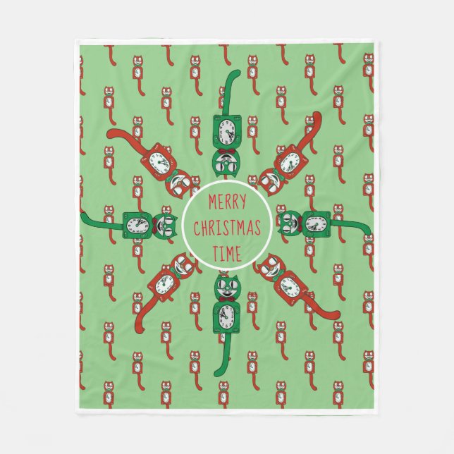 Vintage Kit Kat jul guld Fleece Blanket (Framsidan)