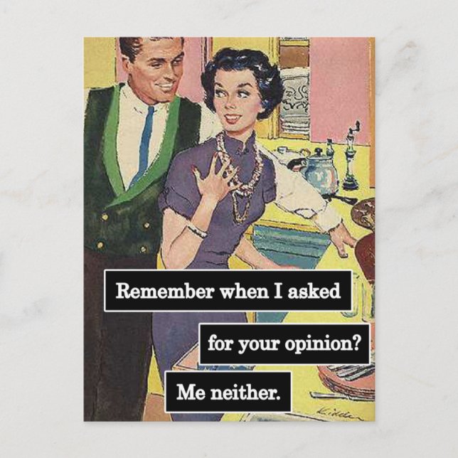 Vintage Kitchen - alla har åsikter Vykort (Framsida)