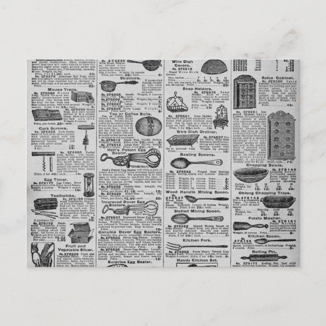 Vintage Kitchen Utensils Vykort (Framsida)
