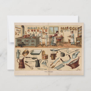 Vintage Kitchenware Illustration Vykort