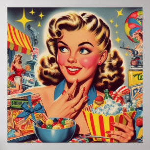 Vintage Kitsch Girl Poster