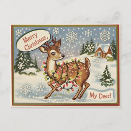Vintage Kitsch Hjort jul Vykort