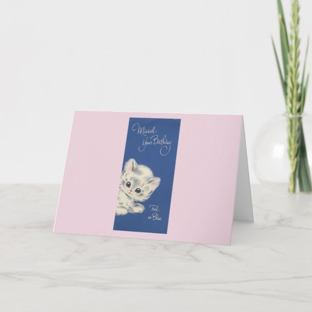 Vintage Kitten Belet Birthday Card Kort (Framsida)