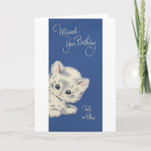 Vintage Kitten Belet Birthday Card Kort