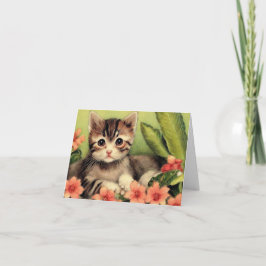 Vintage Kitten Birthday Greeting Card Kort