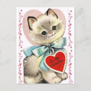 Vintage Kitten Cat 1950's Valentine Vykort
