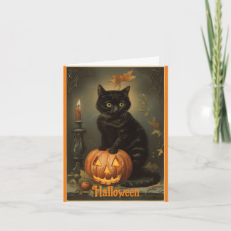 Vintage Kitten Halloween-hälsningskort Kort