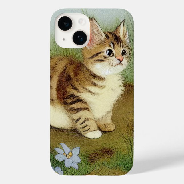 Vintage Kitten Illustration with Flowers (Baksida)