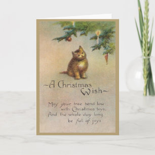 Vintage Kitten Jul Greeting Card Helgkort