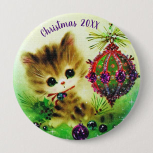 Vintage Kitten jul Knapp