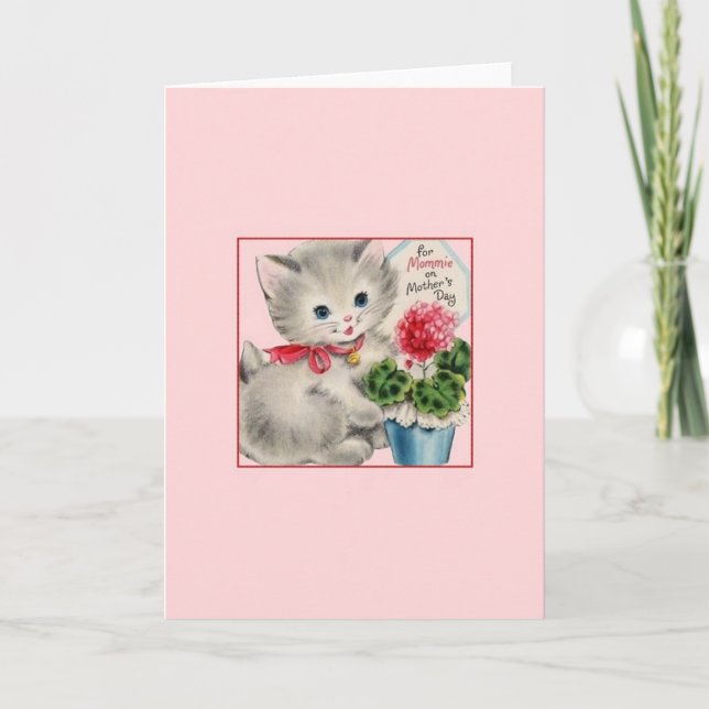Vintage Kitten Mors dag Card Kort (Framsida)