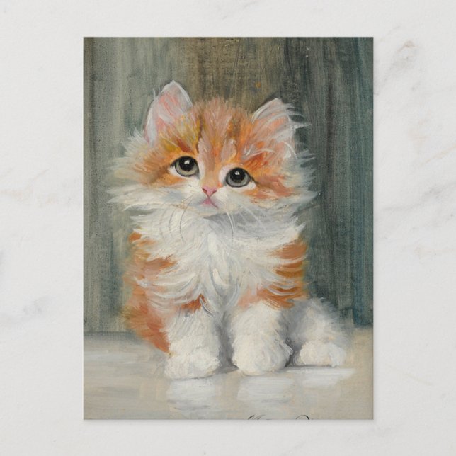 Vintage Kitten Painting Vykort (Framsida)