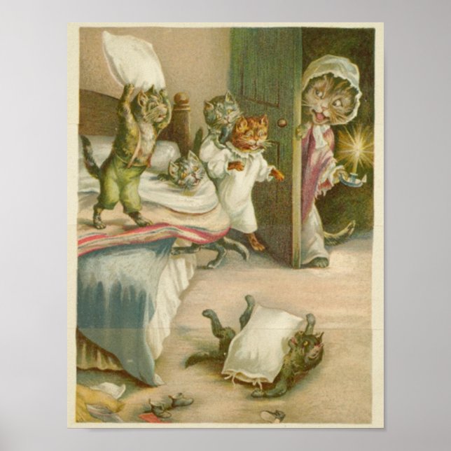 Vintage Kitten Print Poster (Framsidan)