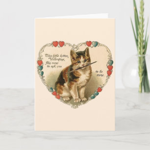 Vintage Kitten Valentine Greeting Card Helgkort